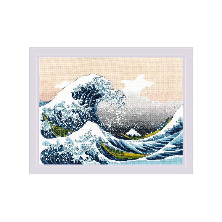Kreuzstichset „Die große Welle vor Kanagawa nach K. Hokusai Artwork“ 40x30 SR2186
